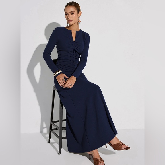 Commense Dresses & Skirts - Zipper-Front Ruched Maxi Dress S KK3 or 10
